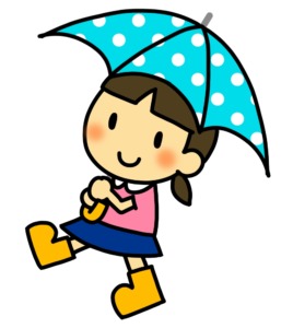 梅雨の時期、雨傘を指している女の子